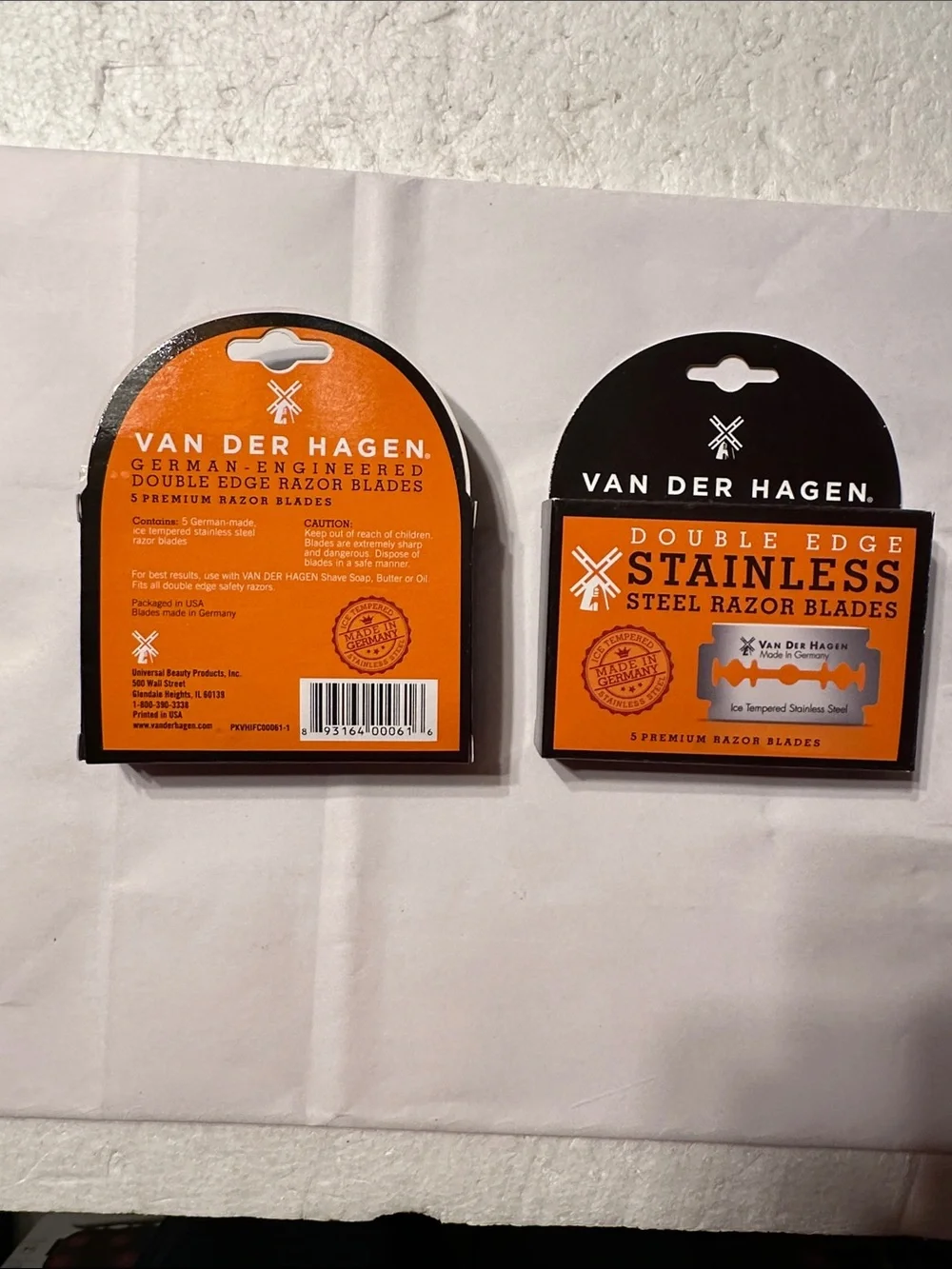 2-Packs of Van Der Hagen double edge stainless steel razor blades